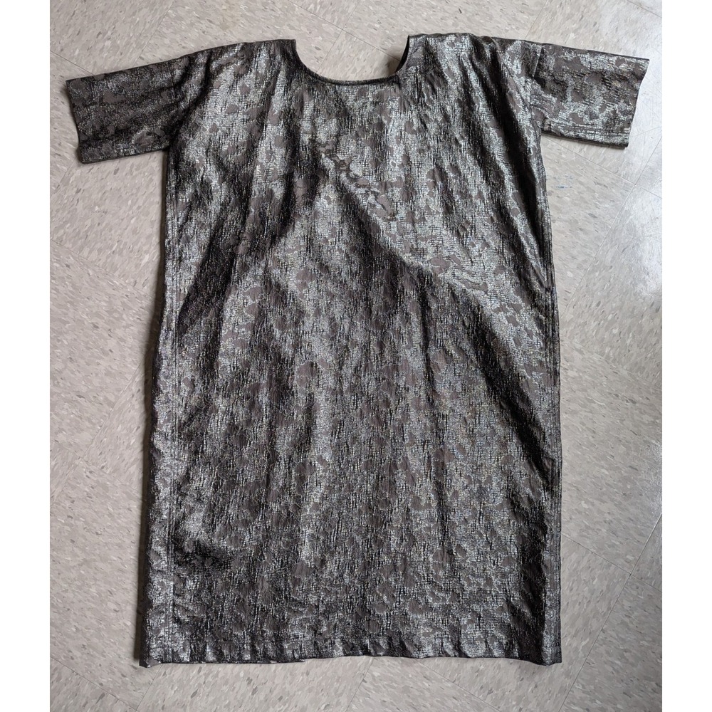 NWOT Humanoid Sanny Metallic Jacquard Midi Wrap Dress Bronze Silver Floral - Picture 5 of 9